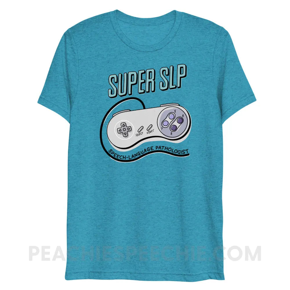 Super SLP Retro Controller Tri-Blend Tee - Aqua Triblend / XS - peachiespeechie.com