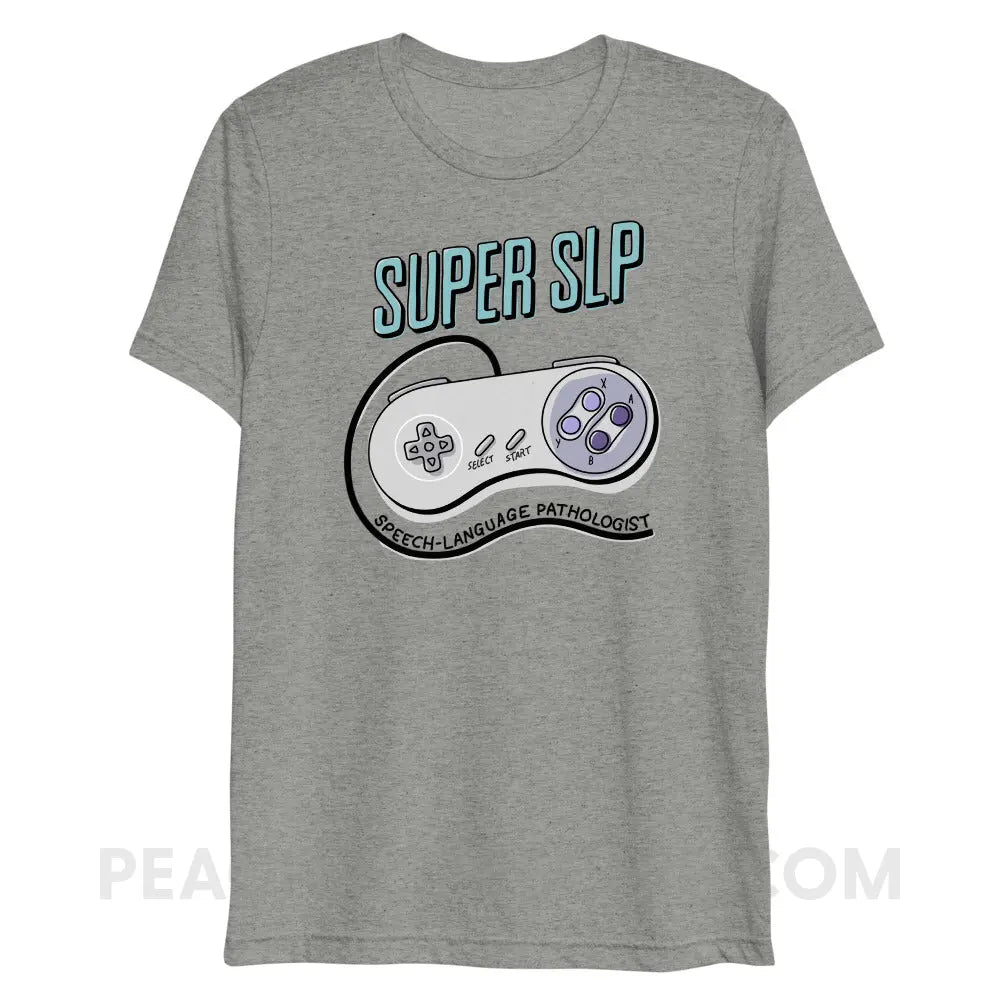 Super SLP Retro Controller Tri-Blend Tee - Athletic Grey Triblend / XS - peachiespeechie.com