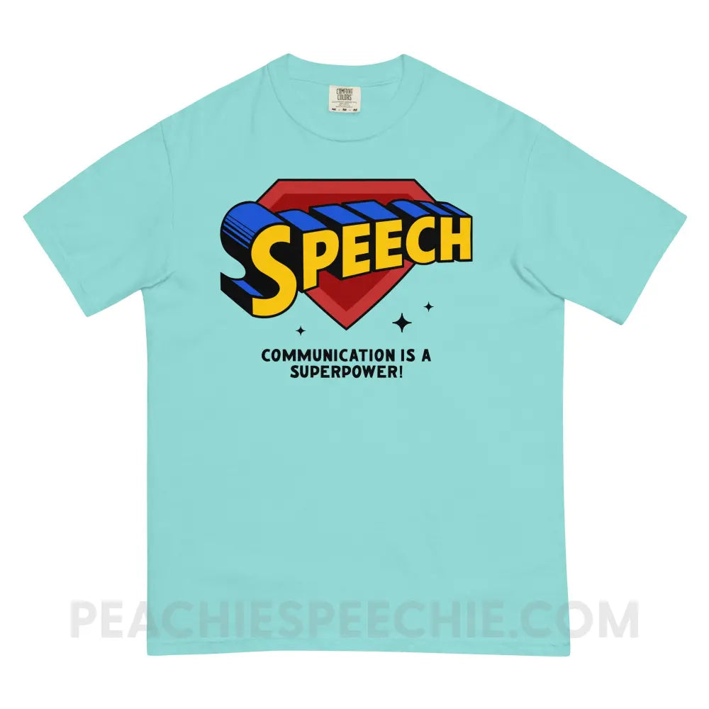 Super Speech Comfort Colors Tee Lagoon Blue / S peachiespeechie.com
