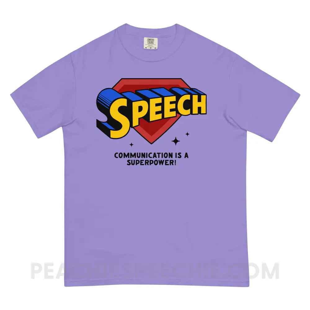 Super Speech Comfort Colors Tee Violet / S peachiespeechie.com