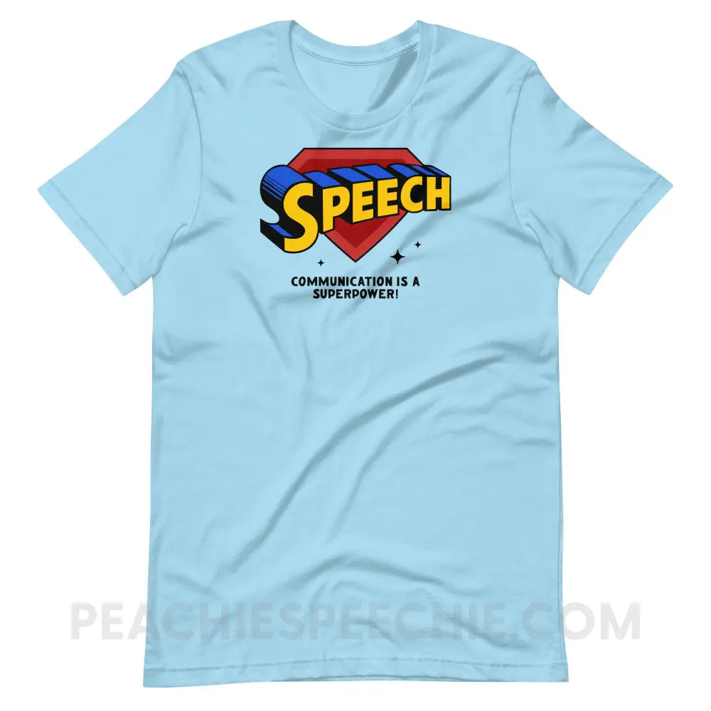 Super Speech Premium Soft Tee Ocean Blue / S peachiespeechie.com