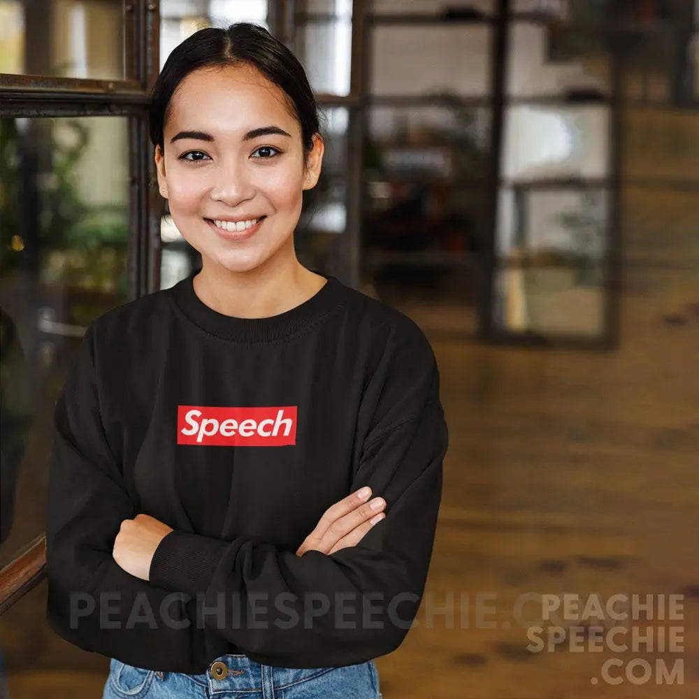 Supreme Speech Soft Crop Sweatshirt - Black / S - peachiespeechie.com