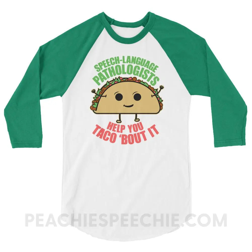 Taco ’Bout It Baseball Tee - White/Kelly / XS - T-Shirts & Tops peachiespeechie.com