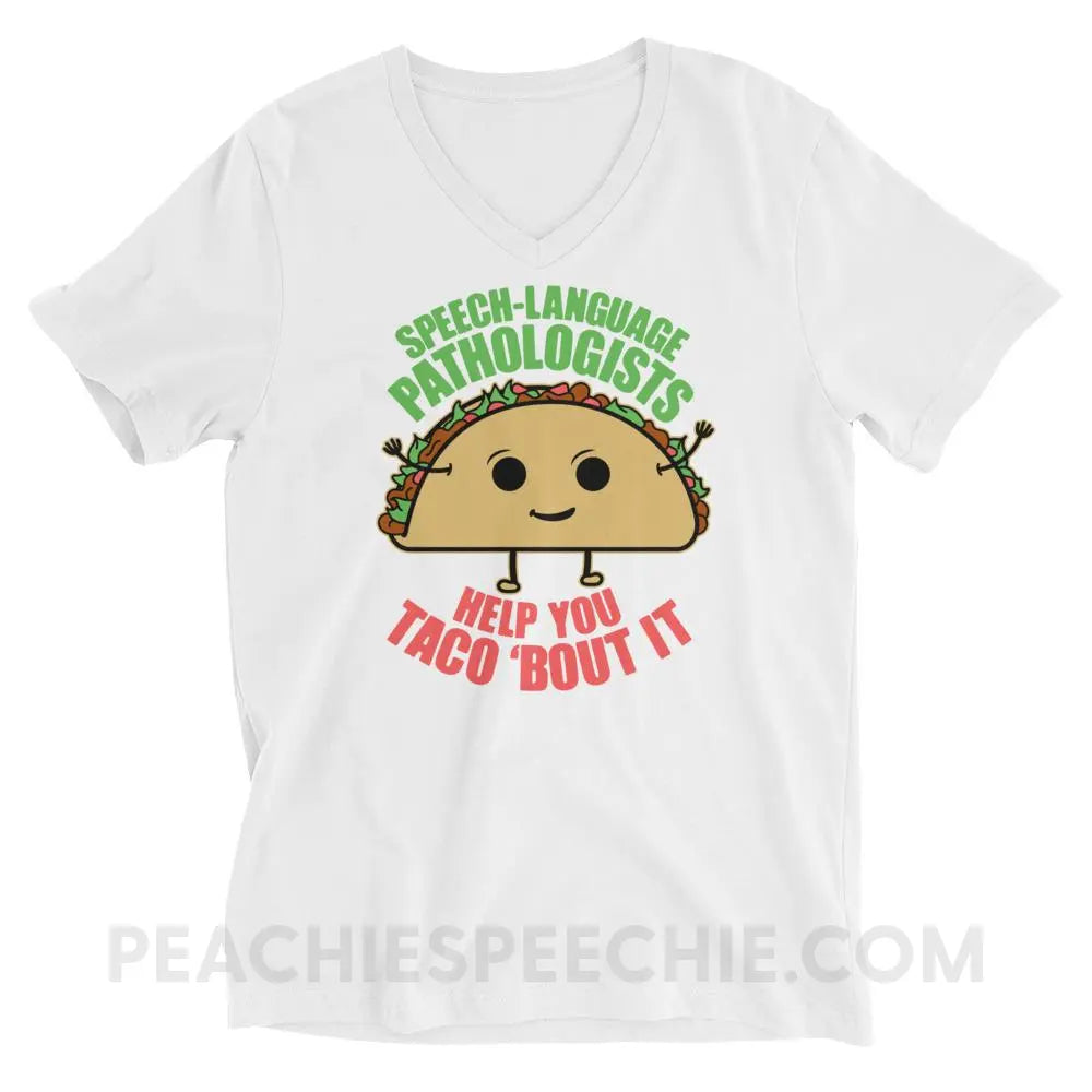 Taco ’Bout It Soft V - Neck - White / XS T - Shirts & Tops peachiespeechie.com