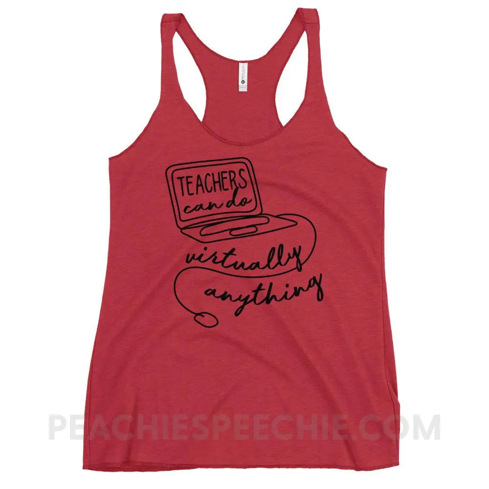 Teachers Can Do Virtually Anything Tri-Blend Racerback - Vintage Red / XS - Tank Tops peachiespeechie.com