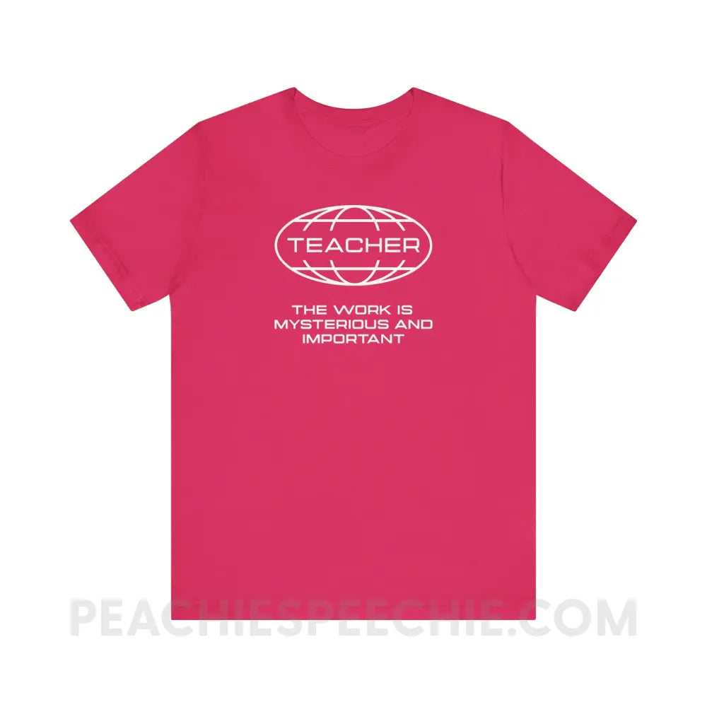 Teaching Is Mysterious And Important Premium Soft Tee - Fuchsia / XS - T-Shirt peachiespeechie.com