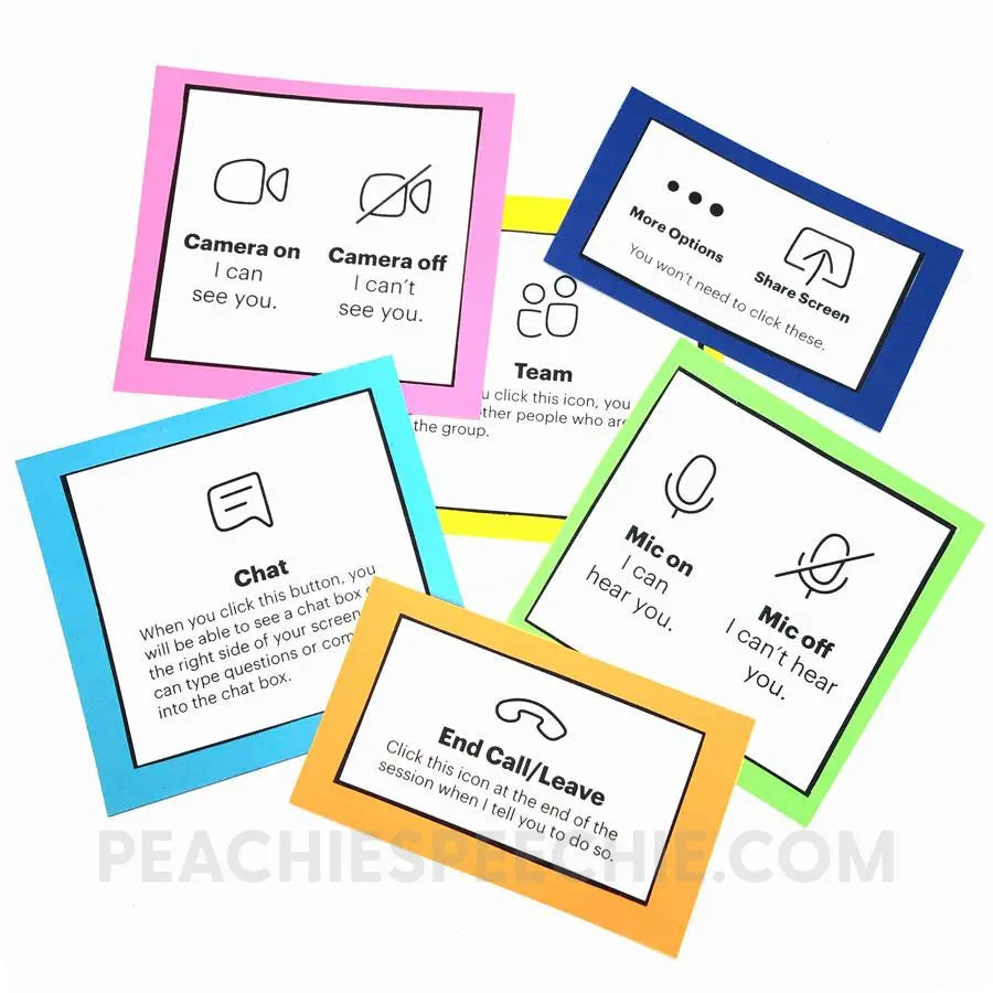 Teams Teletherapy - How to Join and Icon Info - Materials - peachiespeechie.com