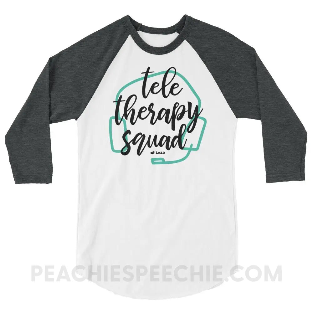 Teletherapy Squad Baseball Tee - White/Heather Charcoal / XS - T-Shirts & Tops peachiespeechie.com