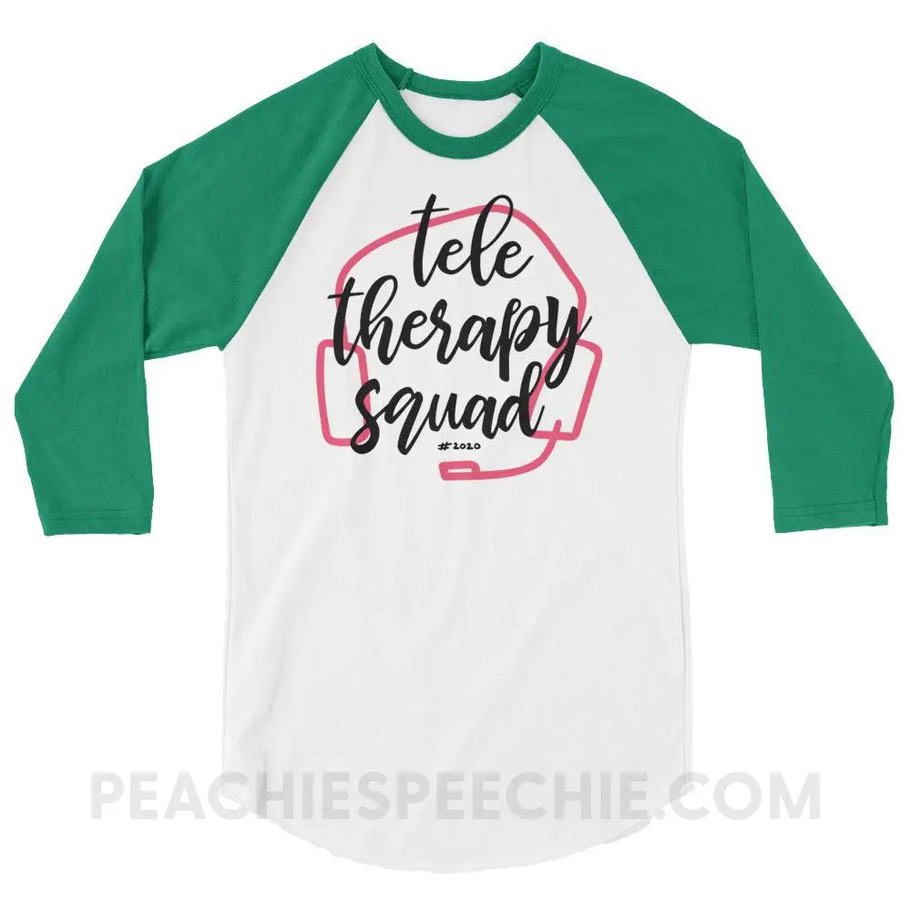 Teletherapy Squad Baseball Tee - White/Kelly / XS - T-Shirts & Tops peachiespeechie.com