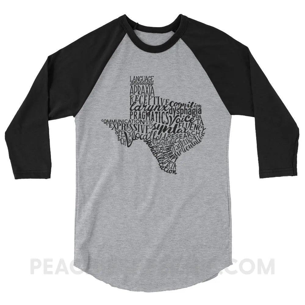 Texas SLP Baseball Tee - Heather Grey/Black / XS - T-Shirts & Tops peachiespeechie.com