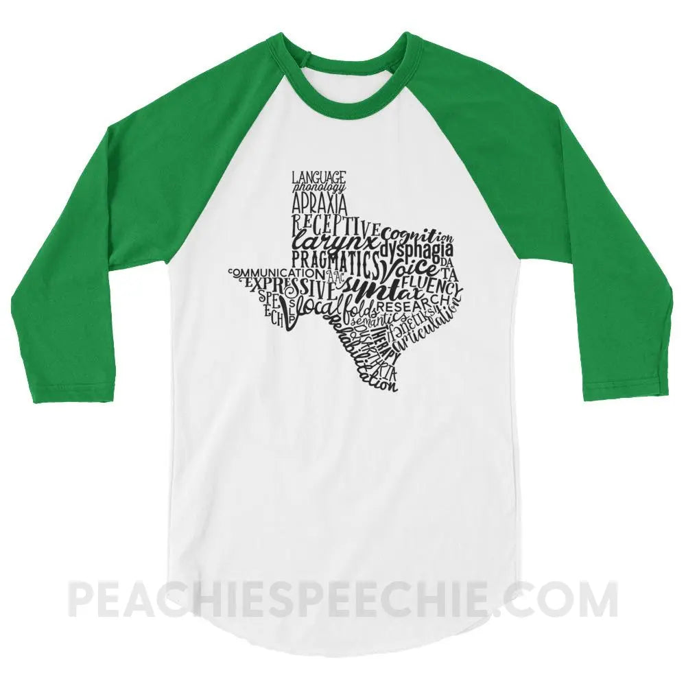 Texas SLP Baseball Tee - White/Kelly / XS - T-Shirts & Tops peachiespeechie.com