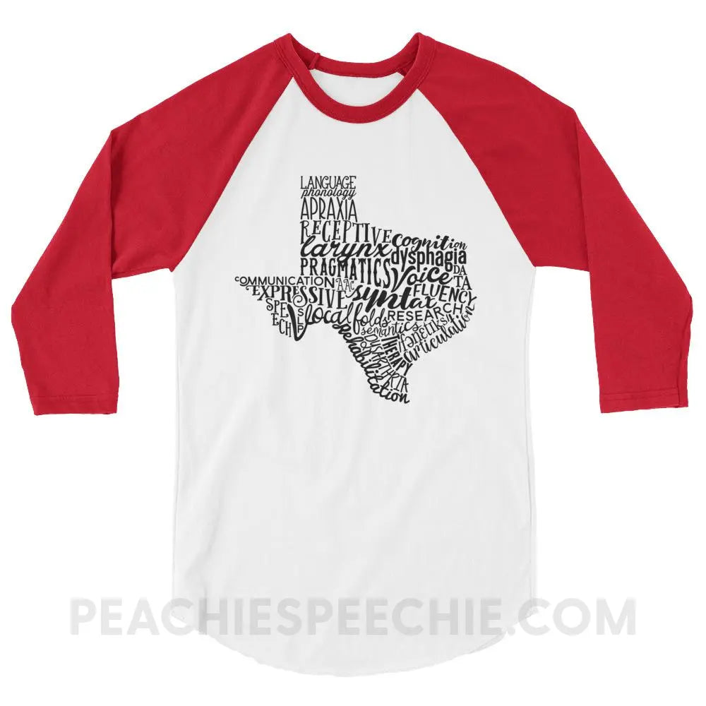 Texas SLP Baseball Tee - White/Red / XS - T-Shirts & Tops peachiespeechie.com