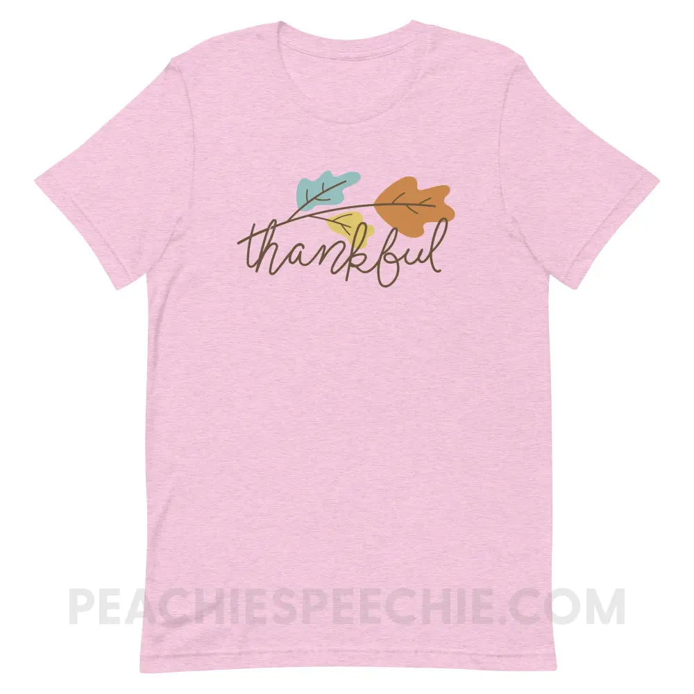 Thankful Premium Soft Tee - Heather Prism Lilac / XS - T-Shirts & Tops peachiespeechie.com