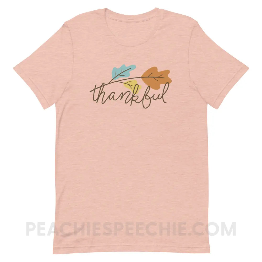 Thankful Premium Soft Tee - Heather Prism Peach / XS - T-Shirts & Tops peachiespeechie.com