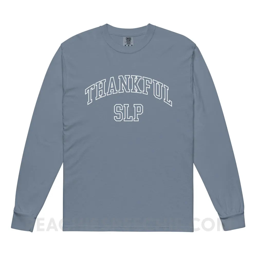 Thankful SLP Comfort Colors Tee Blue Jean / S peachiespeechie.com