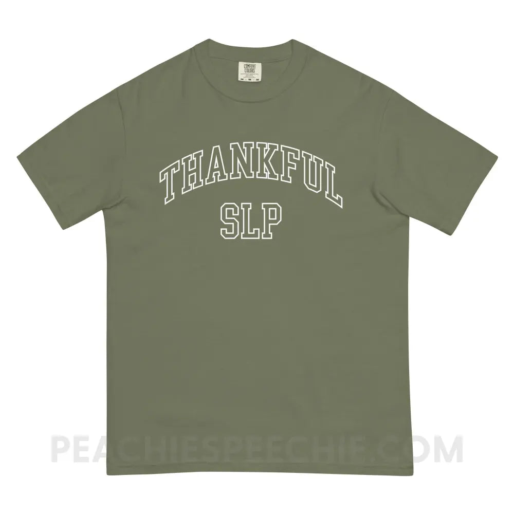 Thankful SLP Comfort Colors Tee - Moss / S - peachiespeechie.com