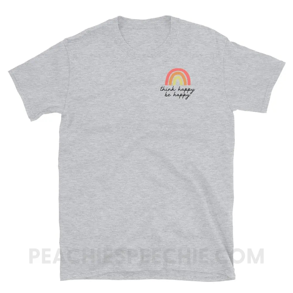 Think Happy Be Classic Tee - Sport Grey / S - T-Shirts & Tops peachiespeechie.com