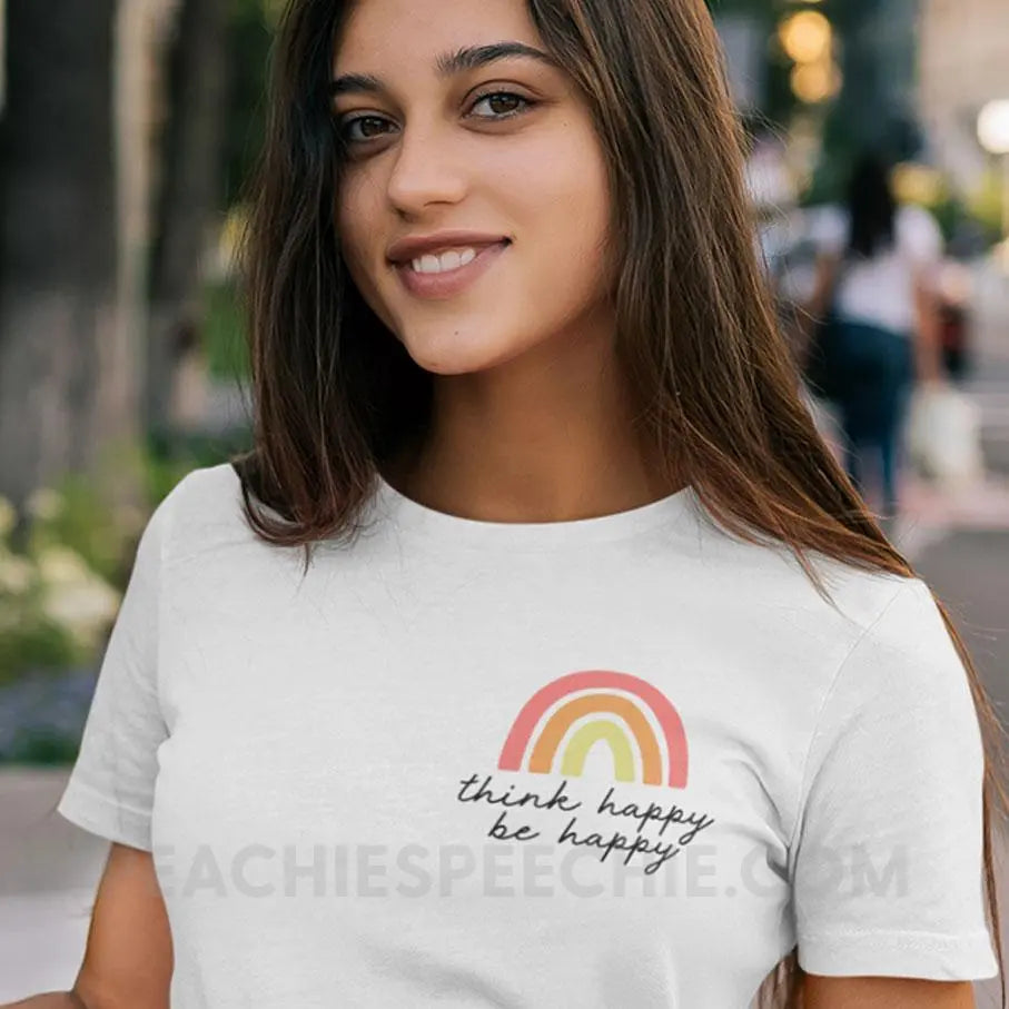 Think Happy Be Classic Tee - White / S - T-Shirts & Tops peachiespeechie.com