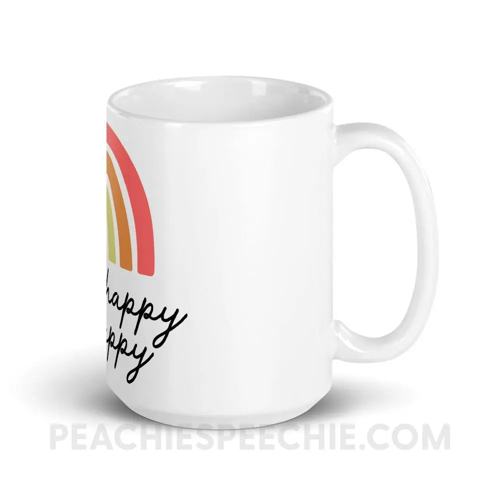 Think Happy Be Coffee Mug - 15oz - Mugs peachiespeechie.com