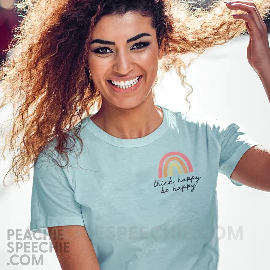 Think Happy Be Premium Soft Tee - T-Shirts & Tops peachiespeechie.com