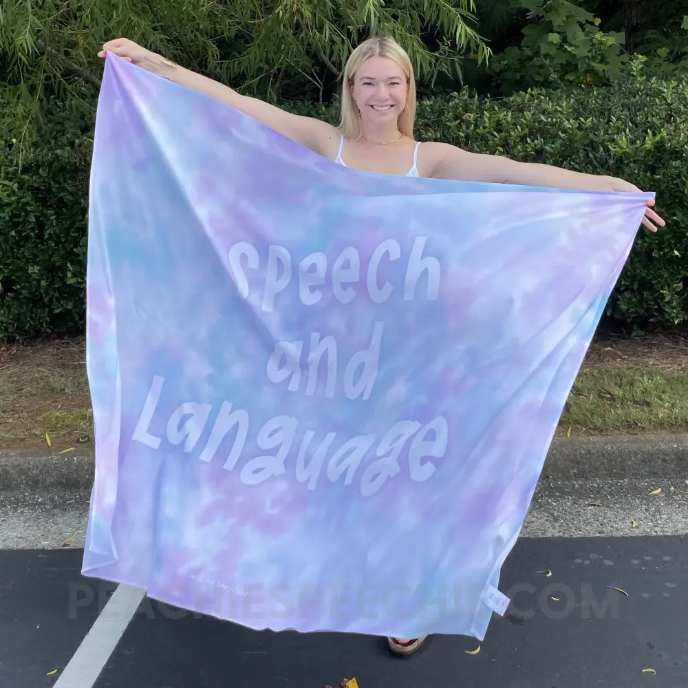 Tie-Dye Speech and Language Tapestry - 60’ × 50’ - Home Decor peachiespeechie.com