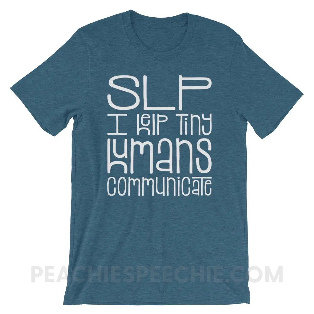 Tiny Humans Premium Soft Tee - Heather Deep Teal / S - T-Shirts & Tops peachiespeechie.com