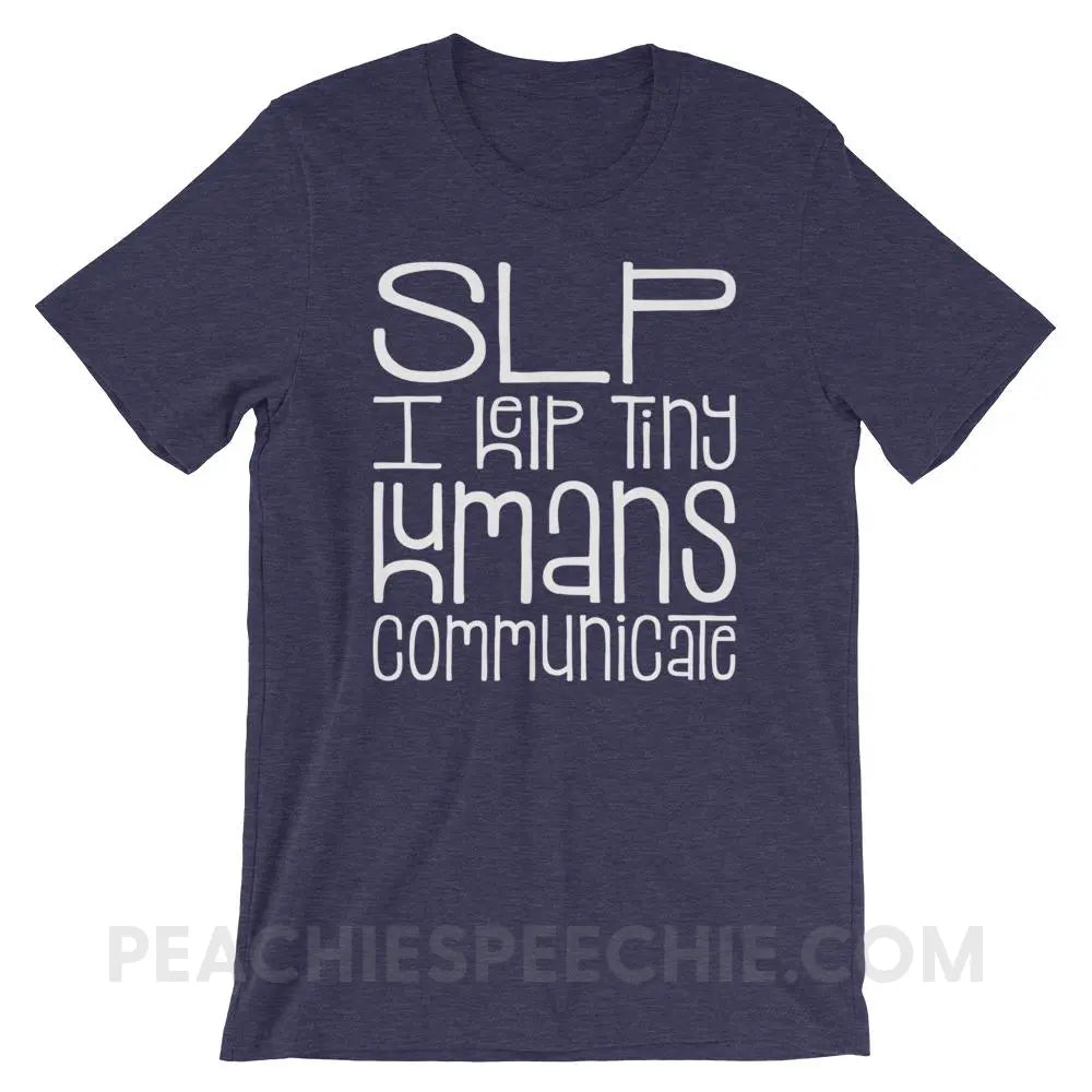 Tiny Humans Premium Soft Tee - Heather Midnight Navy / XS - T-Shirts & Tops peachiespeechie.com