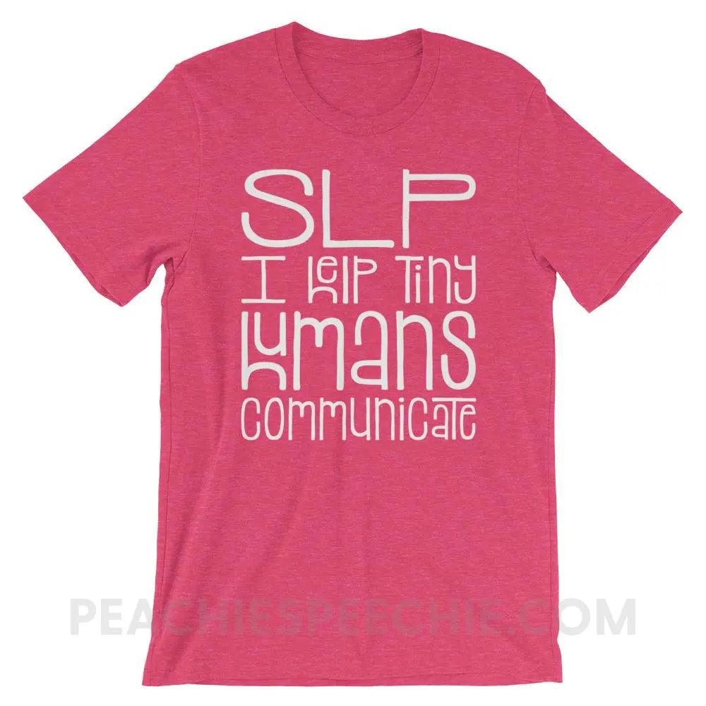 Tiny Humans Premium Soft Tee - Heather Raspberry / S - T-Shirts & Tops peachiespeechie.com