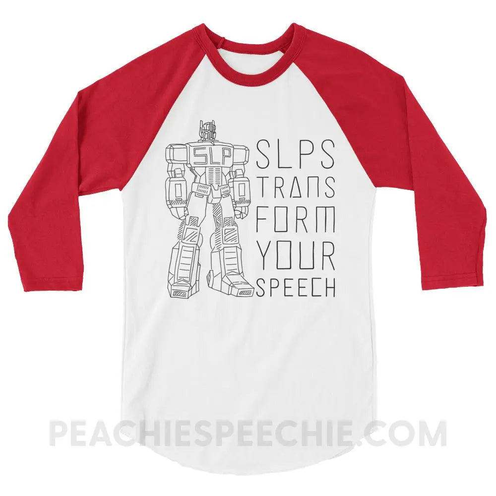 Transform Speech Baseball Tee - White/Red / XS - T-Shirts & Tops peachiespeechie.com