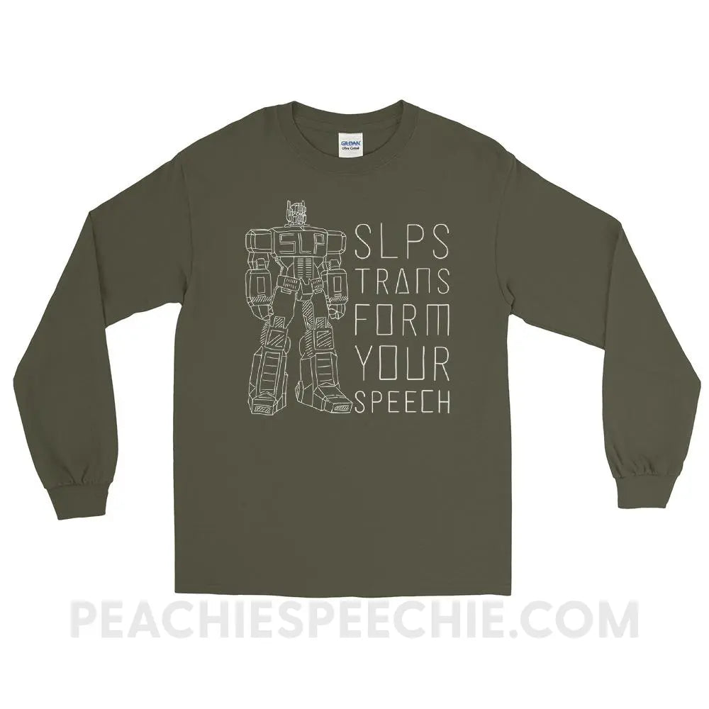 Transform Speech Long Sleeve Tee - Military Green / S - T-Shirts & Tops peachiespeechie.com