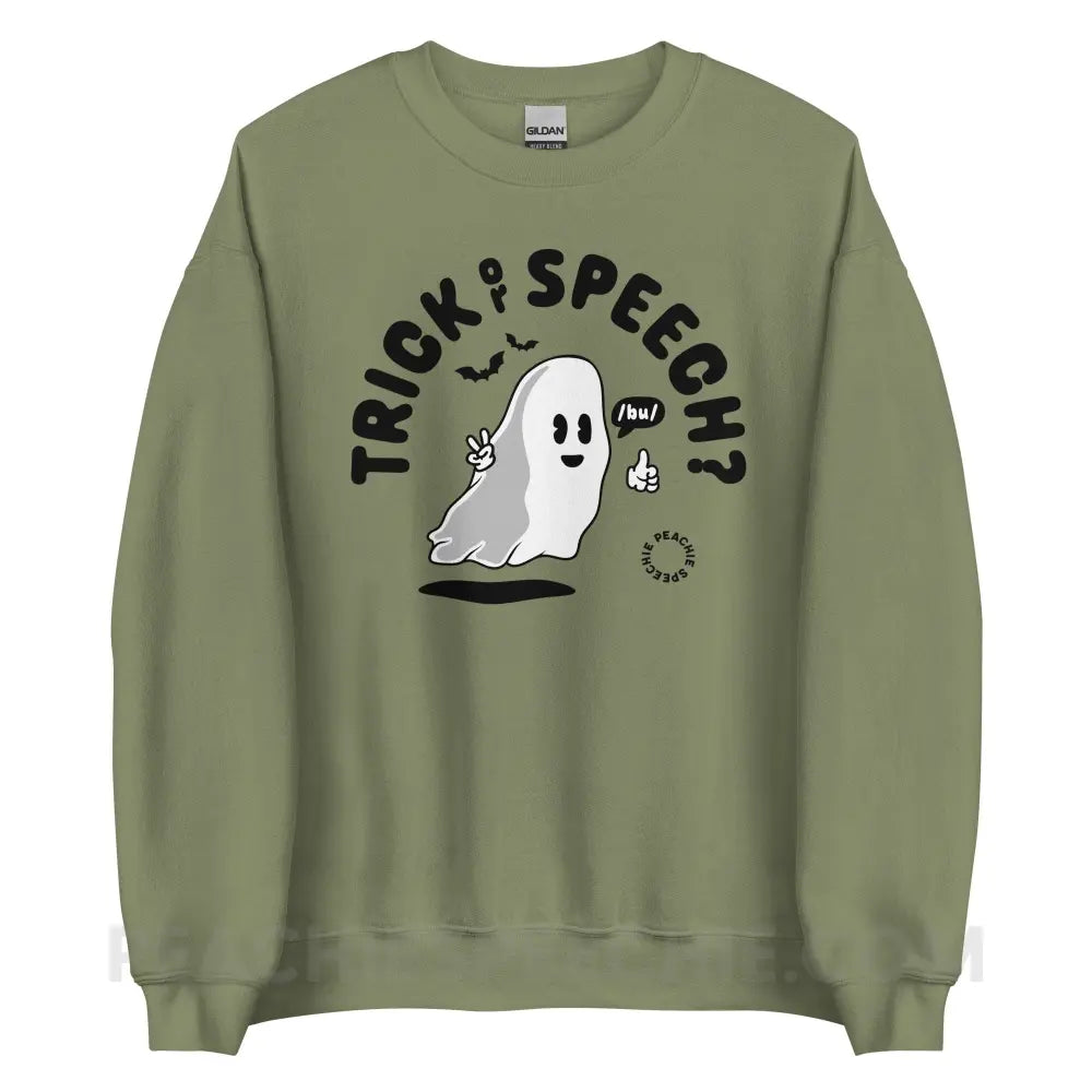 Trick or Speech Classic Sweatshirt - Military Green / S - peachiespeechie.com