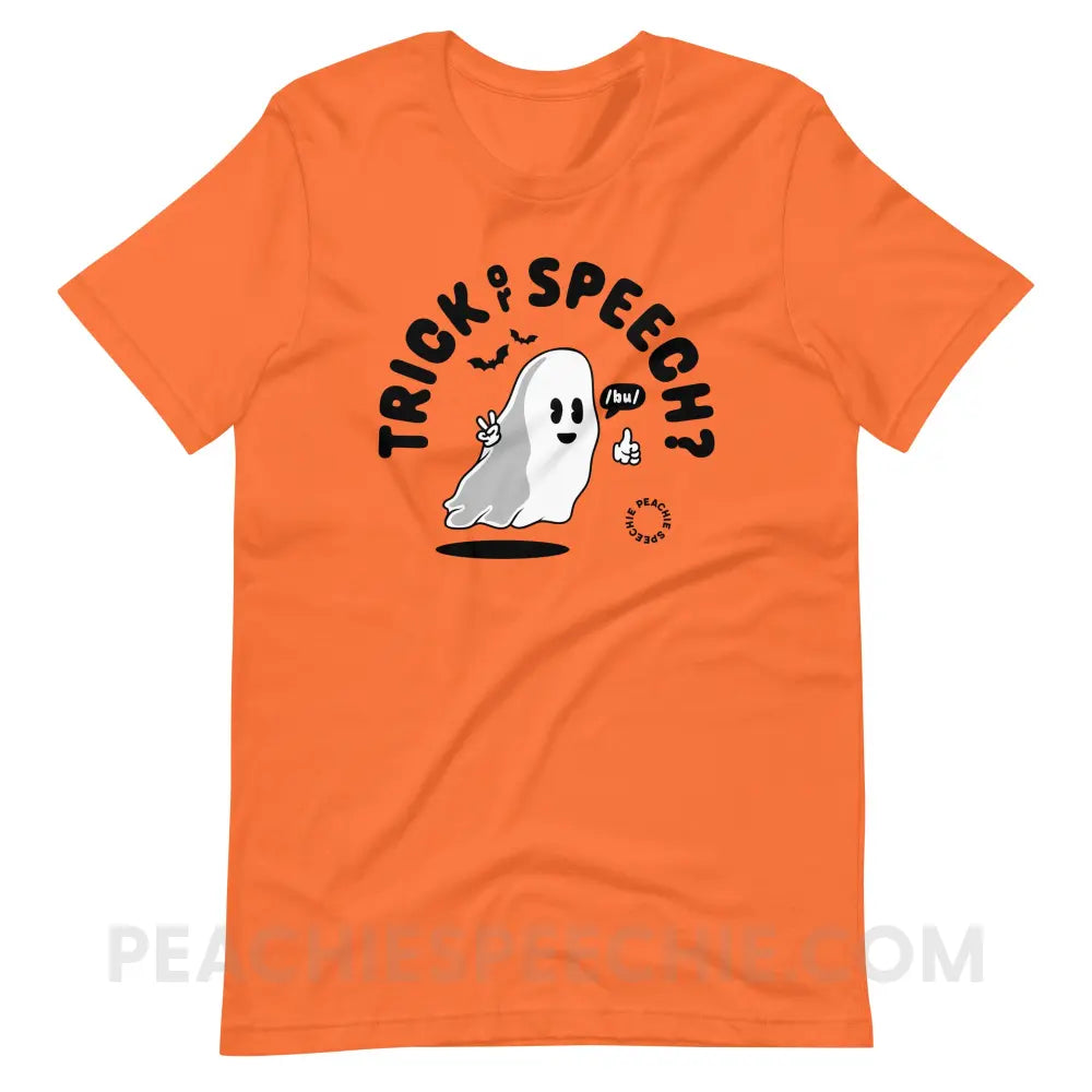 Trick or Speech Premium Soft Tee - Orange / XS - peachiespeechie.com