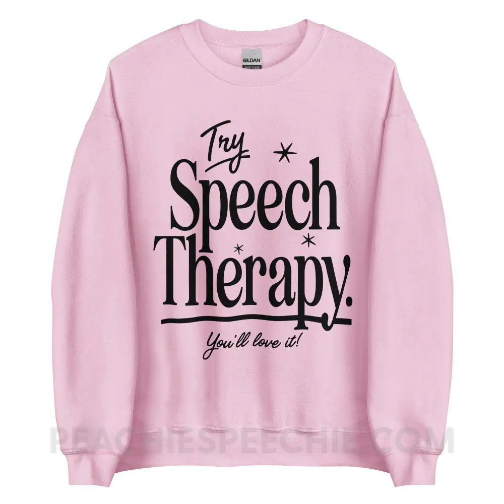 Try Speech Therapy Classic Sweatshirt - Light Pink / S - peachiespeechie.com