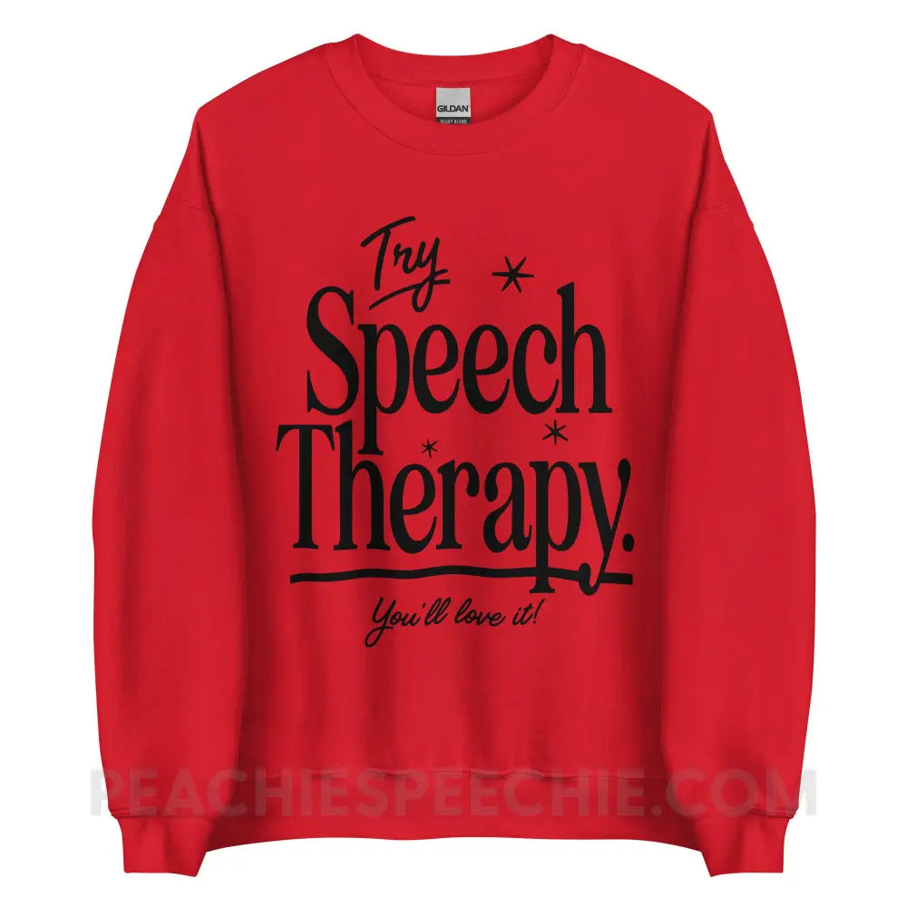 Try Speech Therapy Classic Sweatshirt - Red / S - peachiespeechie.com