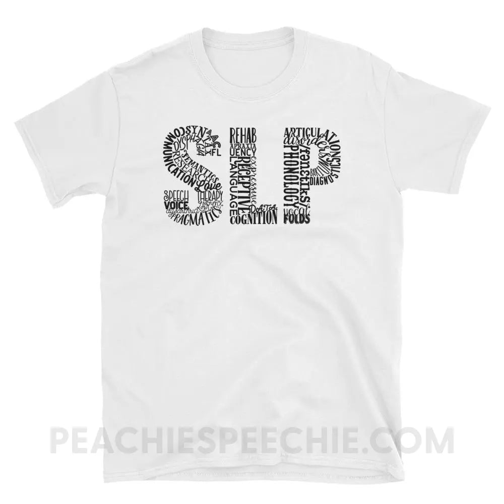 Typographic SLP Classic Tee - White / S - T-Shirts & Tops peachiespeechie.com
