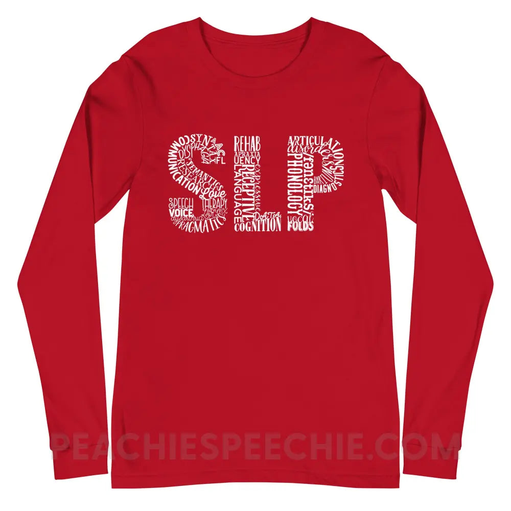 Typographic SLP Long Premium Sleeve - Red / S - T-Shirts & Tops peachiespeechie.com