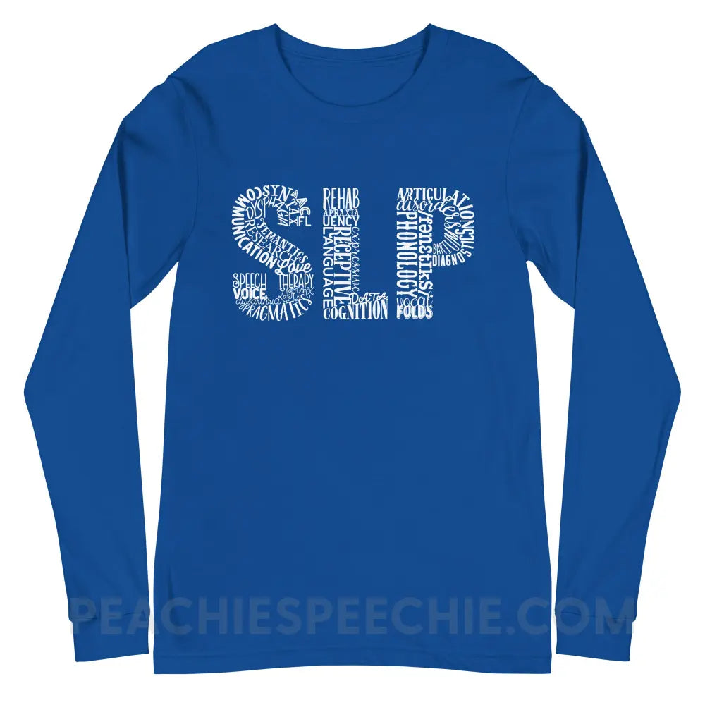 Typographic SLP Long Premium Sleeve - True Royal / S - T-Shirts & Tops peachiespeechie.com