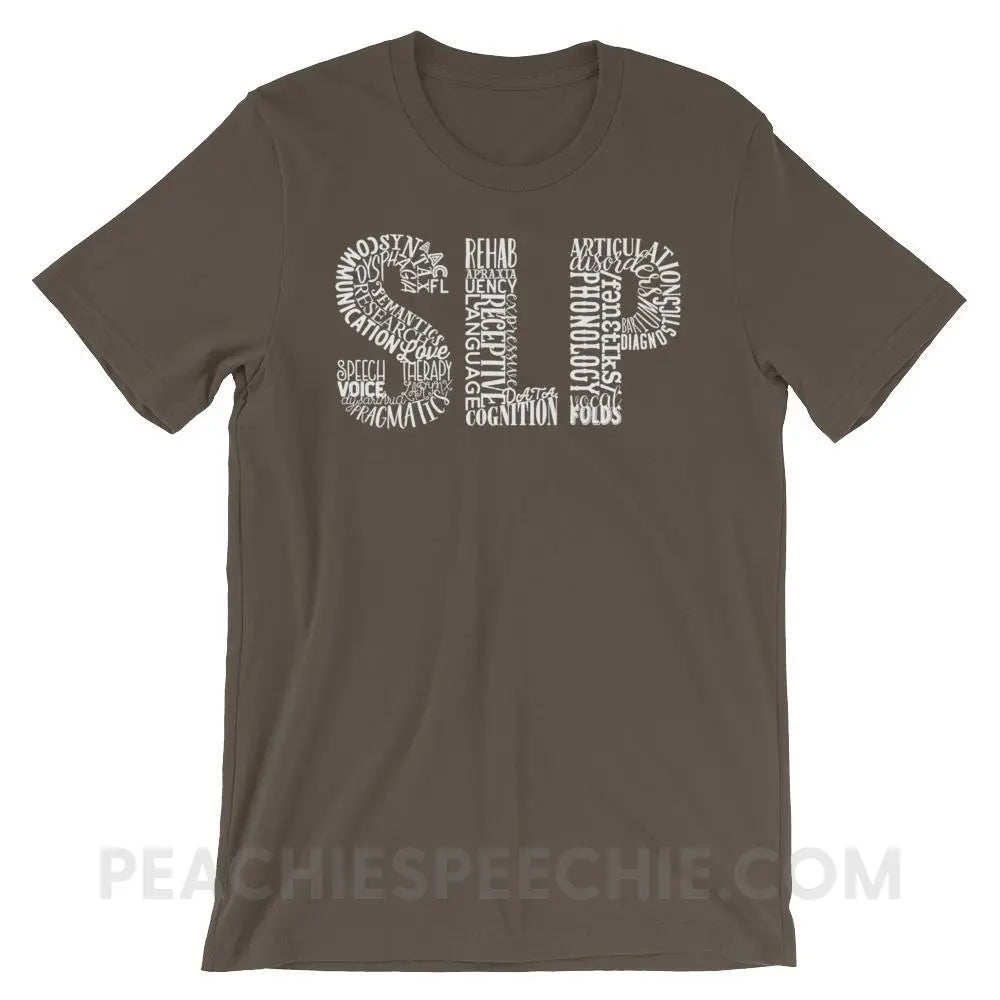 Typographic SLP Premium Soft Tee - Army / S - T-Shirts & Tops peachiespeechie.com