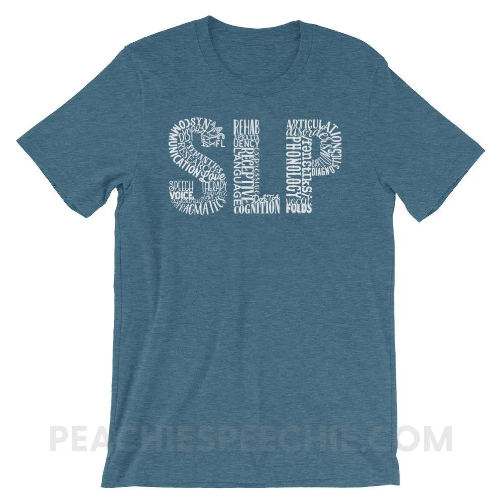 Typographic SLP Premium Soft Tee - Heather Deep Teal / S - T-Shirts & Tops peachiespeechie.com