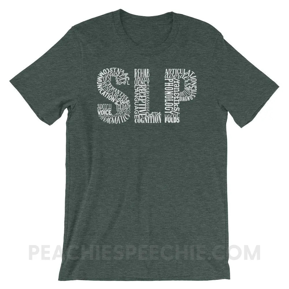 Typographic SLP Premium Soft Tee - Heather Forest / S - T-Shirts & Tops peachiespeechie.com