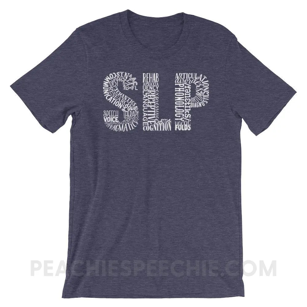 Typographic SLP Premium Soft Tee - Heather Midnight Navy / XS - T-Shirts & Tops peachiespeechie.com