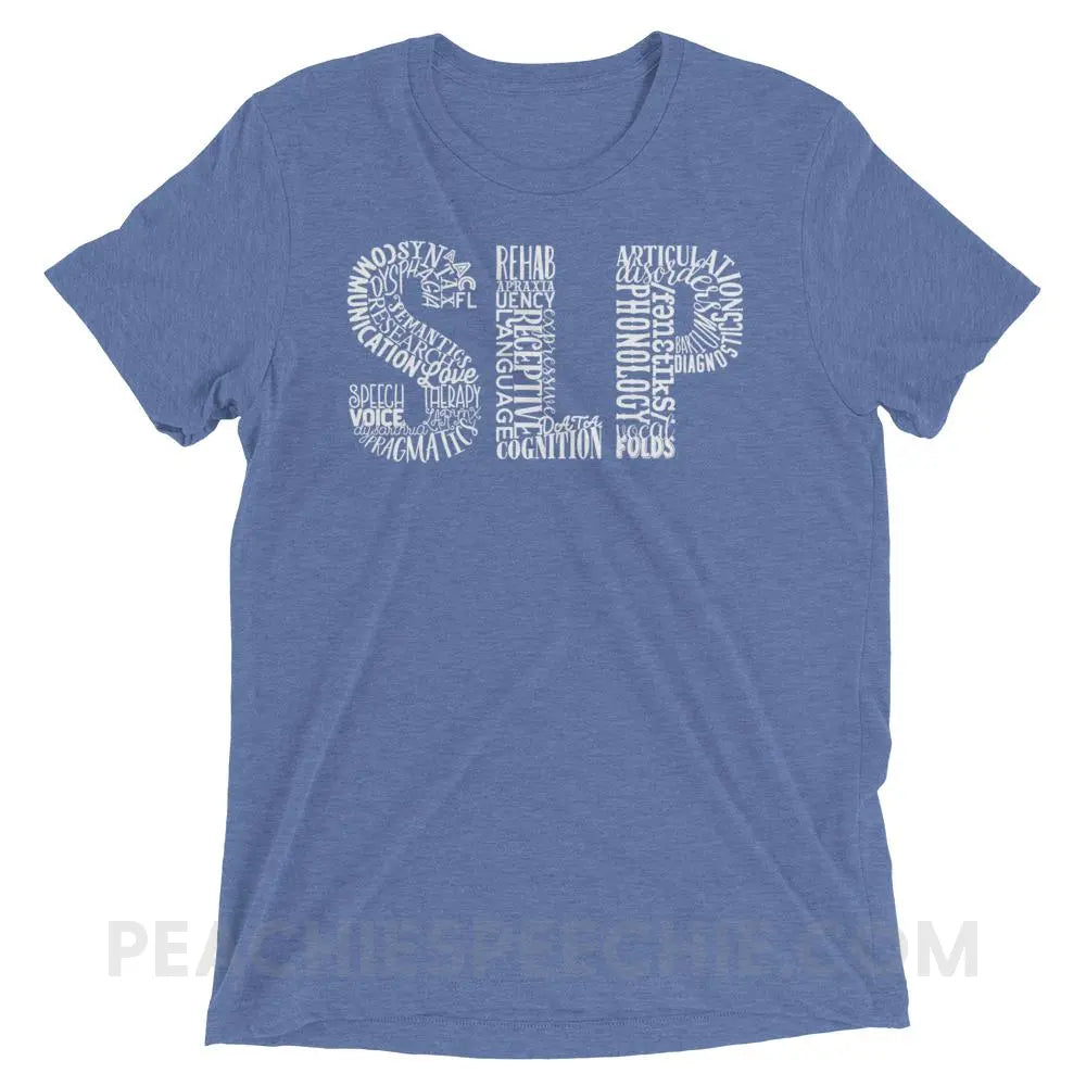 Typographic SLP Tri-Blend Tee - Blue Triblend / XS - T-Shirts & Tops peachiespeechie.com