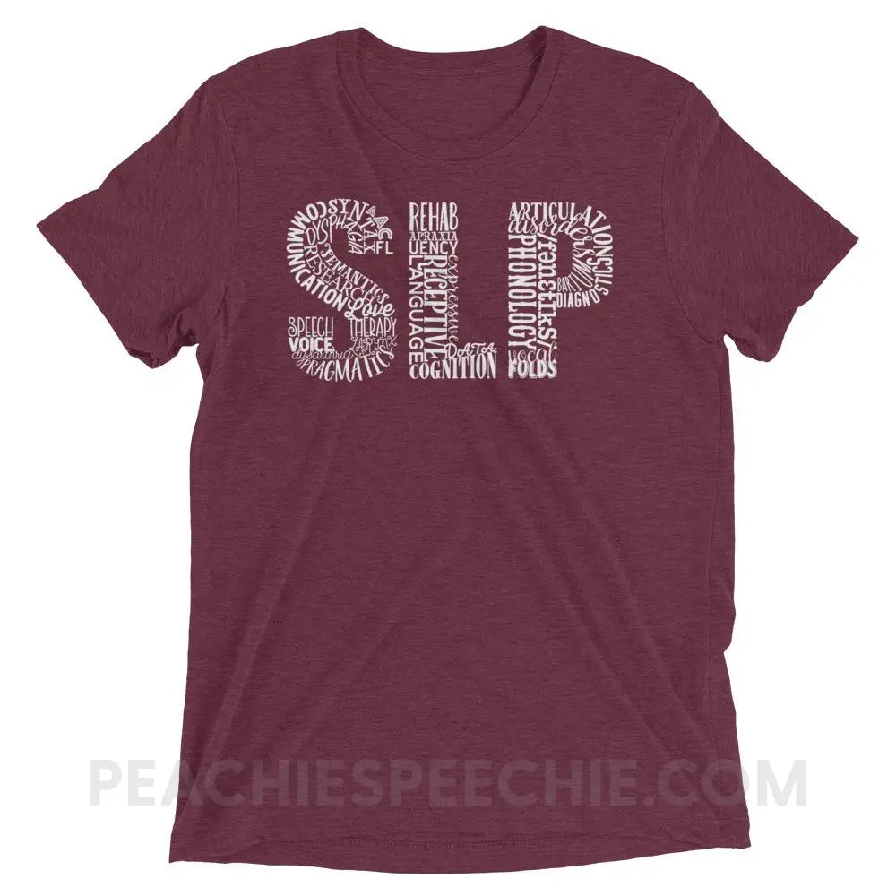 Typographic SLP Tri-Blend Tee - Maroon Triblend / XS - T-Shirts & Tops peachiespeechie.com