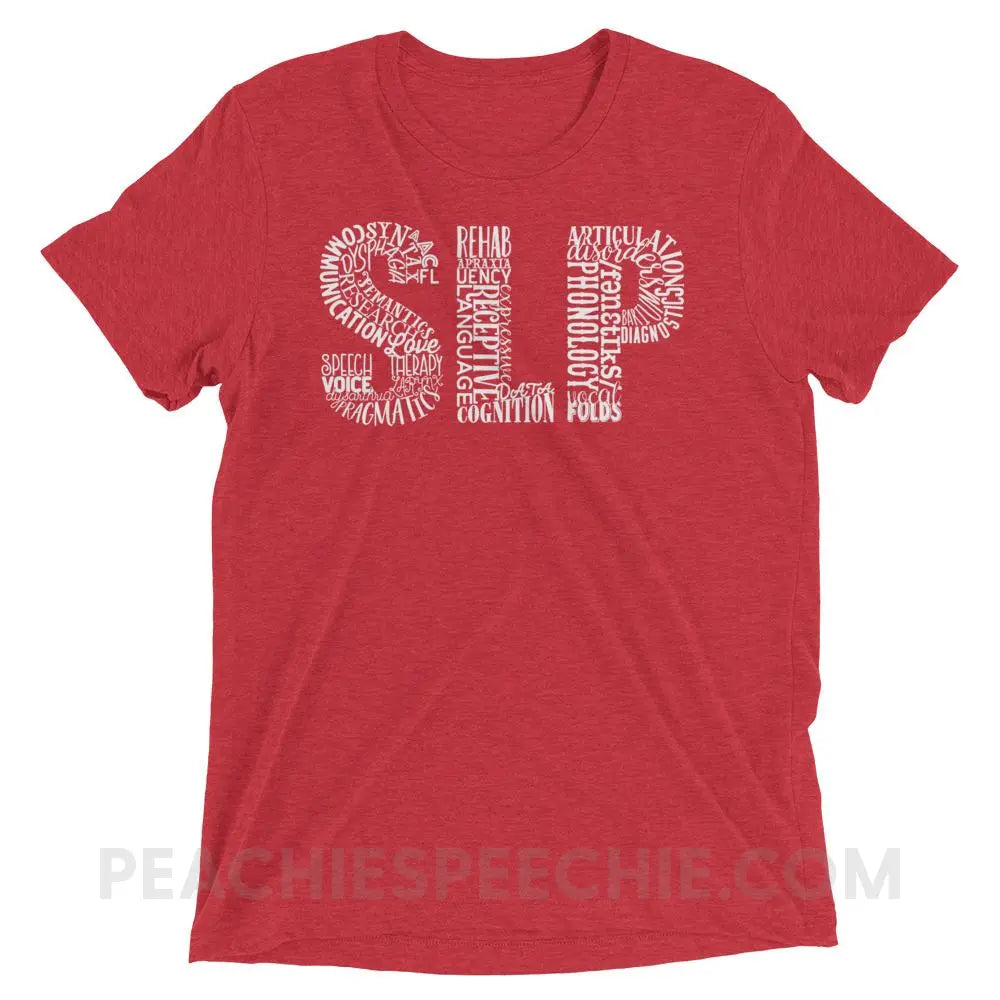 Typographic SLP Tri-Blend Tee - Red Triblend / XS - T-Shirts & Tops peachiespeechie.com
