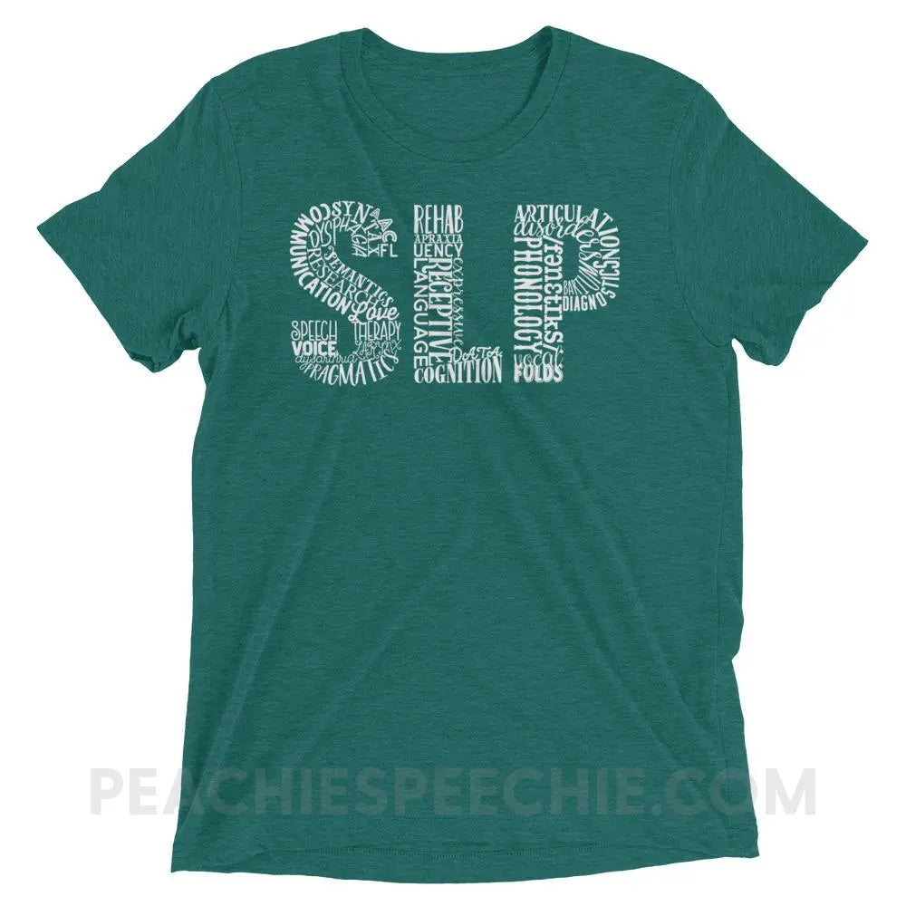 Typographic SLP Tri-Blend Tee - Teal Triblend / XS - T-Shirts & Tops peachiespeechie.com