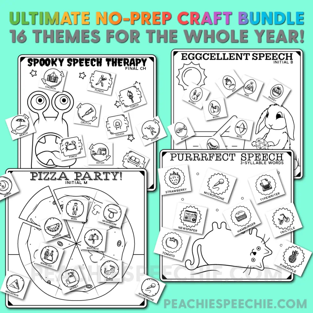 The Ultimate Speech Therapy Craft BUNDLE - Materials peachiespeechie.com