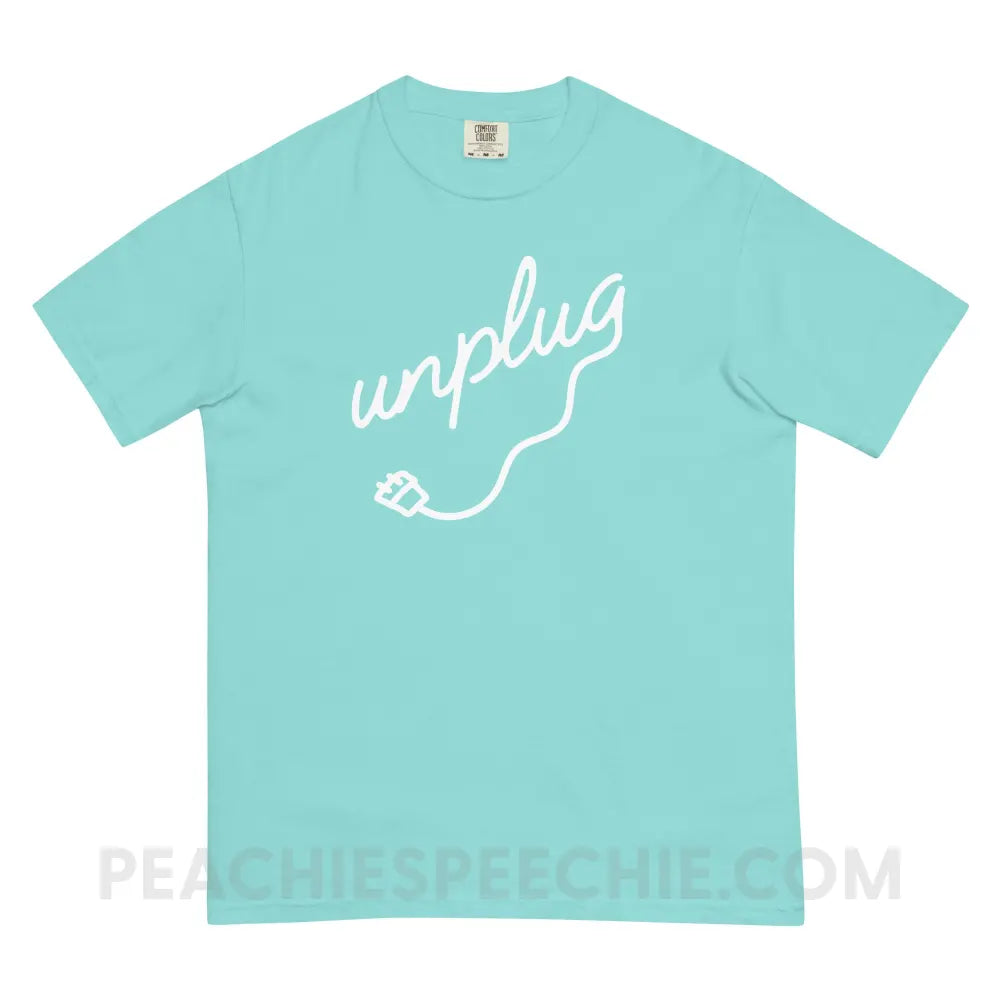 Unplug Comfort Colors Tee - Lagoon Blue / S - T-Shirt peachiespeechie.com