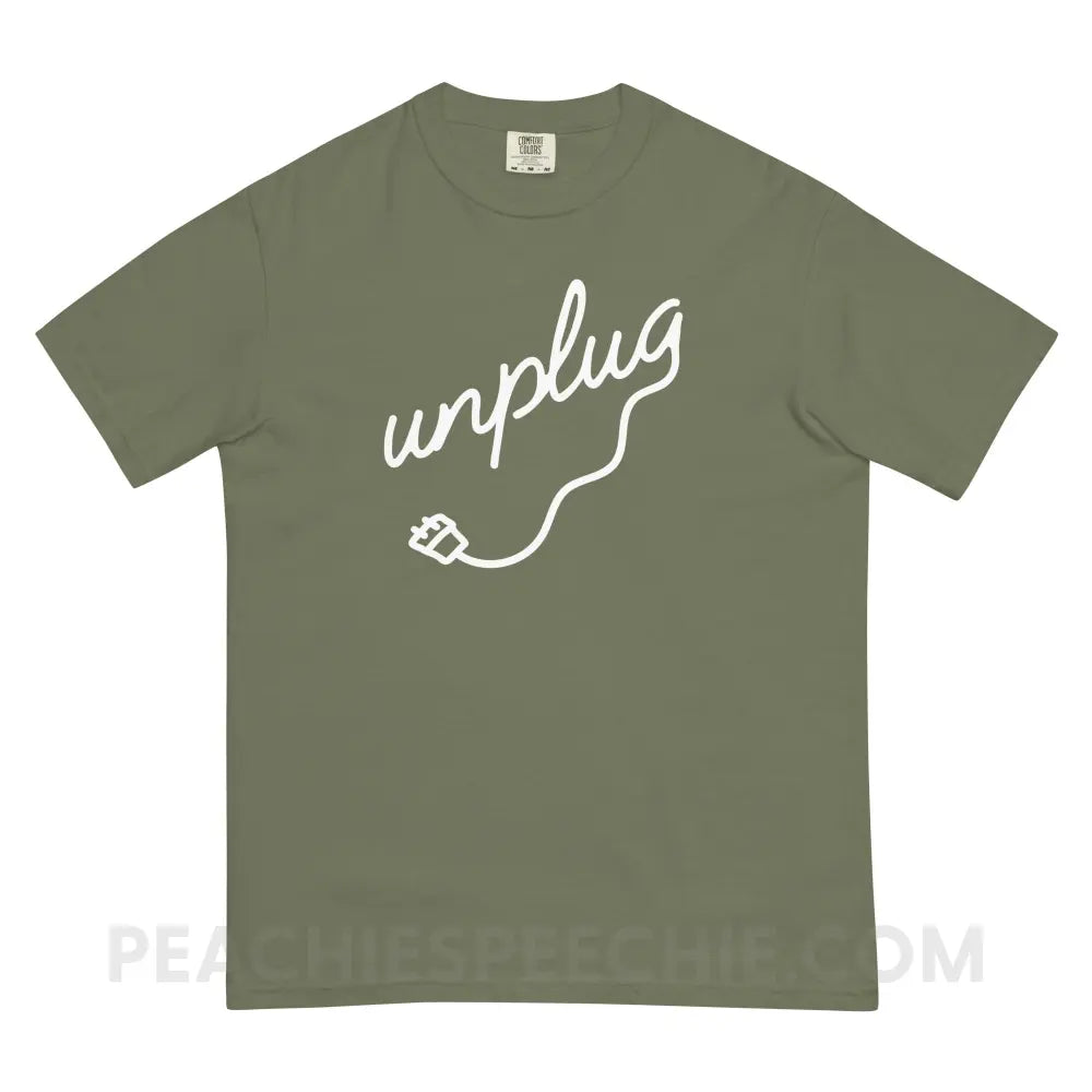 Unplug Comfort Colors Tee - Moss / S - T-Shirt peachiespeechie.com