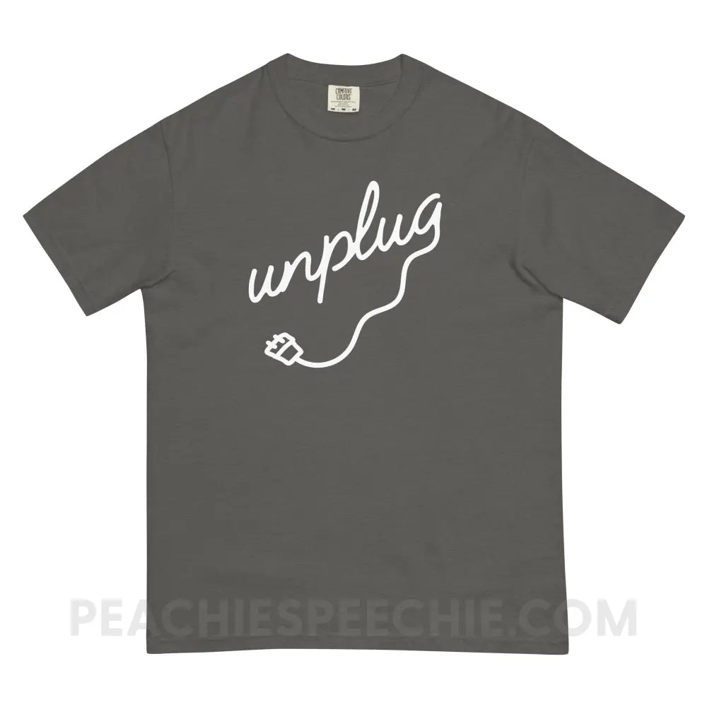 Unplug Comfort Colors Tee - Pepper / S - T-Shirt peachiespeechie.com