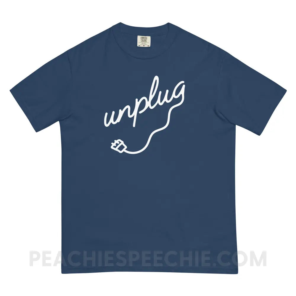 Unplug Comfort Colors Tee - True Navy / S - T-Shirt peachiespeechie.com